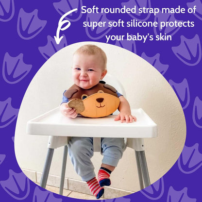 Silly Goose Set of 2 Silicone Animal Baby Bibs for Babies and Toddlers, Waterproof, Adjustable