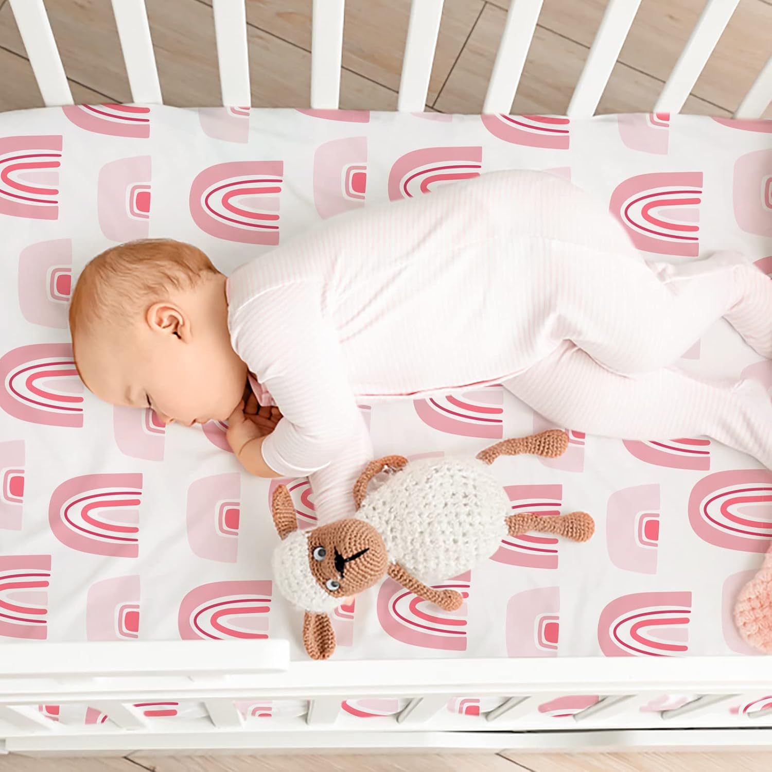 Gllquen Baby Bassinet Sheets 4 Pack, Breathable Cozy Fitted Mattress Sheet, Elastic Travel Crib