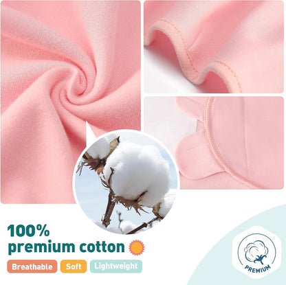 GLLQUEN BABY Swaddle Blankets for Baby Girls, Orange Pink Feather & Wave Point, 3 Pack Wrap Set