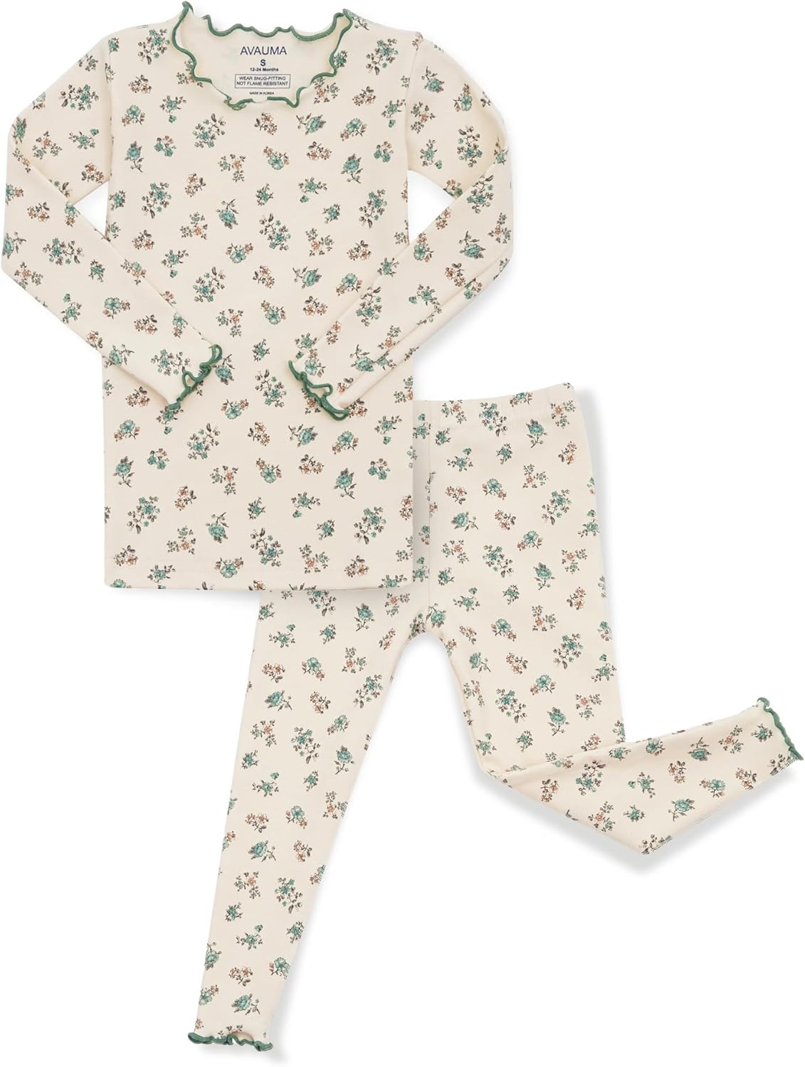AVAUMA Baby Boy Girl Pajama Set 6M-7T Kids Cute Toddler Snug fit Flower Pattern Design Pjs Cotton