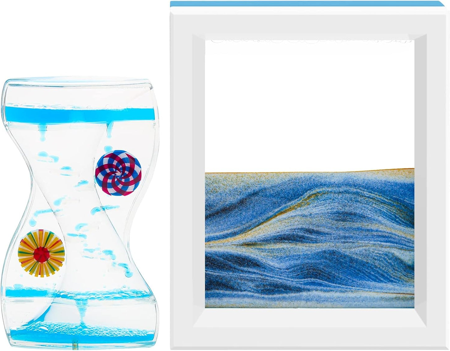 Coitak Liquid Motion Bubbler Timer and Sandscape Moving Sand Picture, 2 Pack Liquid Bubbler