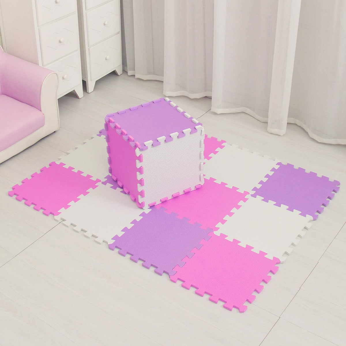 MQIAOHAM® 18 Pieces Puzzle Play Mats, Soft Baby Play Mat, Kids Interlocking Foam Floor Tiles