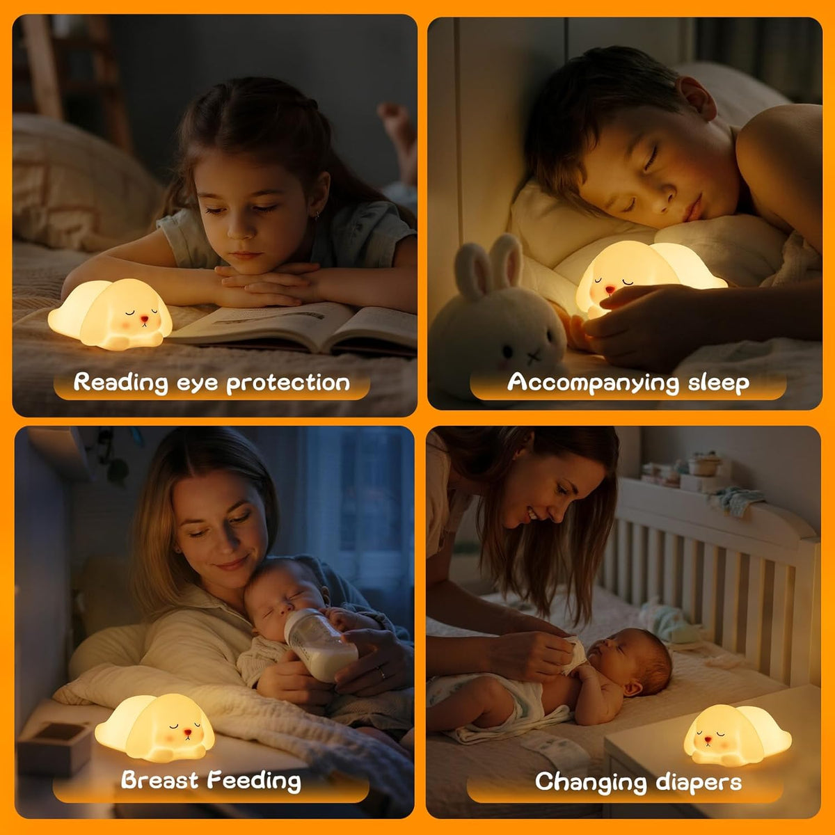 Tremdwoto Bunny Night Light for Kids - 16 Color Changing, Rechargeable Dimmable Nursery Lamp with