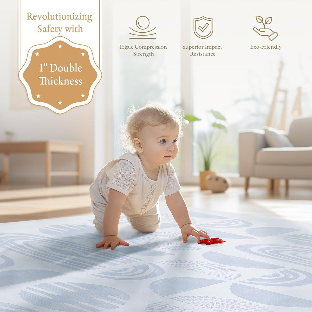 Super 1 Inch Thick Premium Quality Exercise & Baby Foam Play Mats - Expandable & Large Non-Toxic