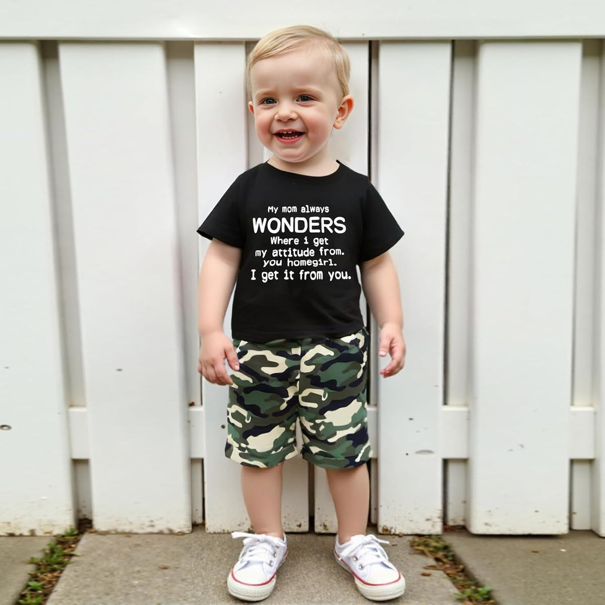 wdehow Toddler Kids Baby Boy Summer Clothes Sets 1T 2T 3T 4T 5T Letter Print Short Sleeve Tops