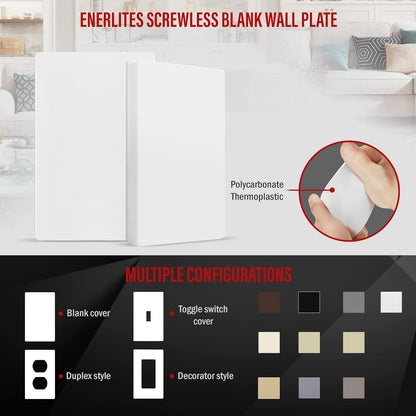 ENERLITES Screwless Blank Wall Plate, Child Safe Blank Device Outlet Cover, Standard Size, 1-Gang