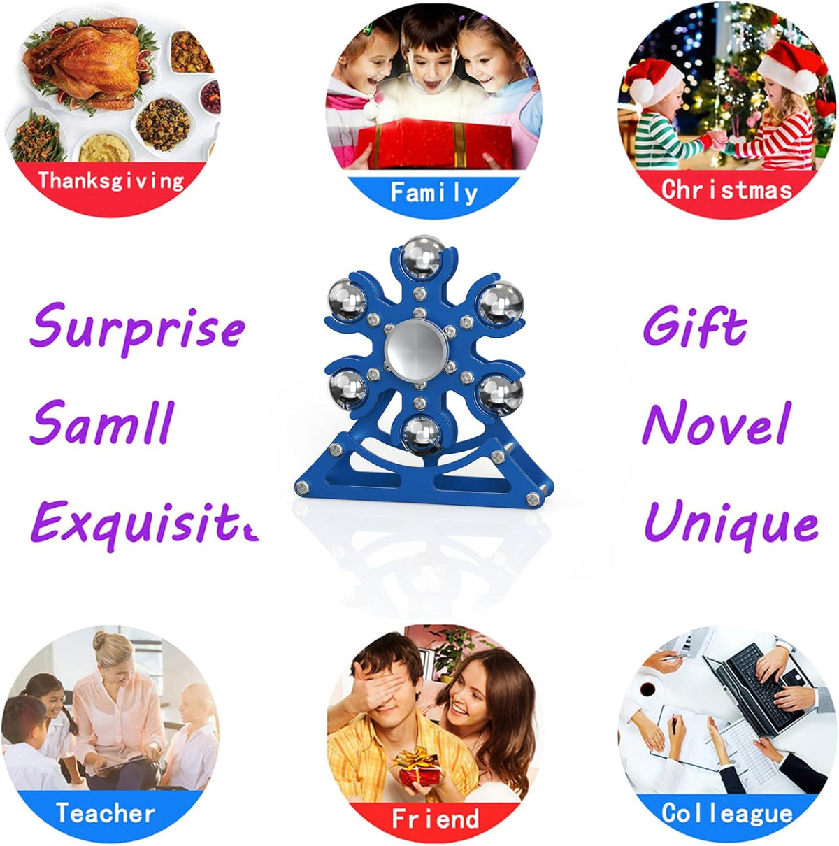 Desk-Fidget-Toys for Ferris-Wheels-Spinner: 4mins Kinetic-Metal-Spinner, Cool-Gadgets-Stuff for Kid