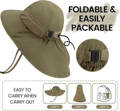 Baby Sun Hat with Neck Flap for Sun Protection Toddler Beach Hat UPF 50+ Outdoors 0-6 Years Boys