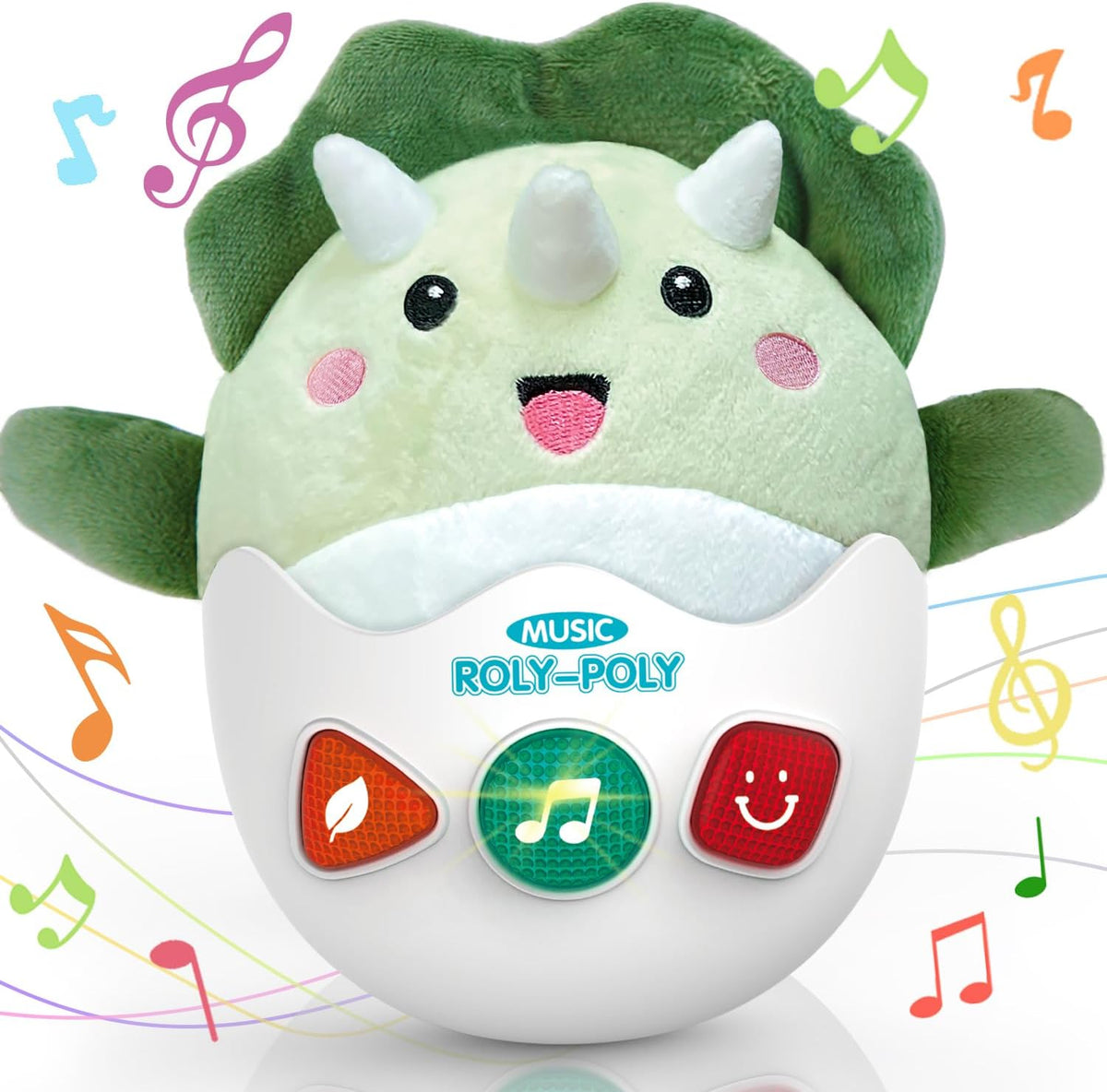 Baby Dinosaur Toys 0-3-6-12 Months, Musical Infant Toys with Light & Sounds, Soft Plush Stuffed