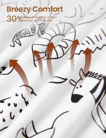 PATPAT Bamboo Viscose Pajama Set for Toddlers with Improved Tensile Strength, Snug Fit Pjs Sleeper