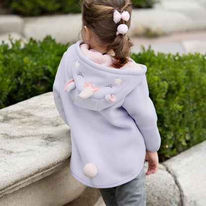 DAVE&BELLA Toddler Fleece Jacket, Baby Boys Girls Animal-shaped Hooded Zipper Long Sleeve Warm