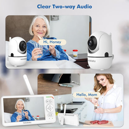 HelloBaby Baby Monitor with 6" World First IPS Screen 30-Hrs Battery, Remote Pan/Tilt/Zoom Camera