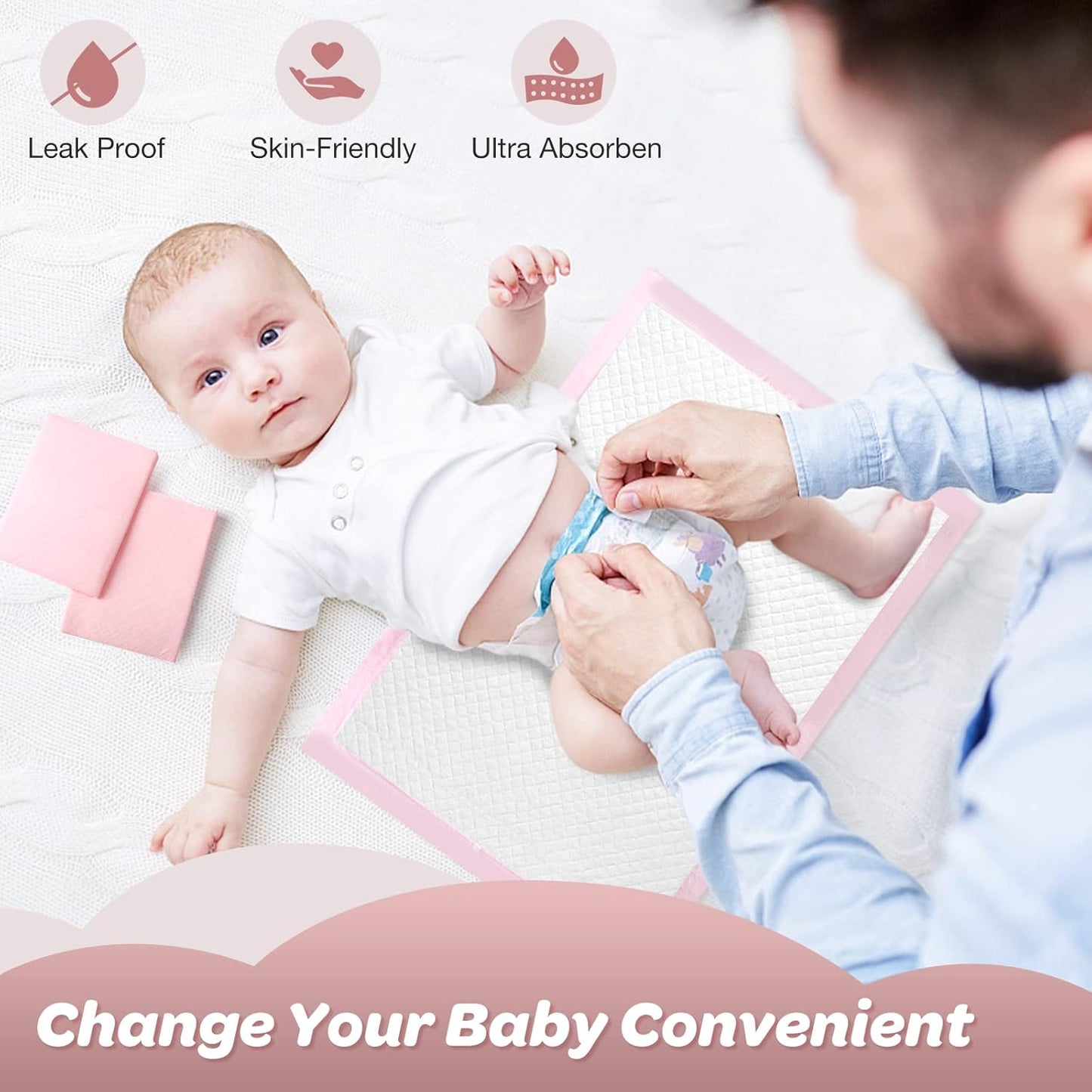Disposable Changing Pad Liners Pack of 100 Baby Incontinence Changing Pads Diaper UnderPads Ultra