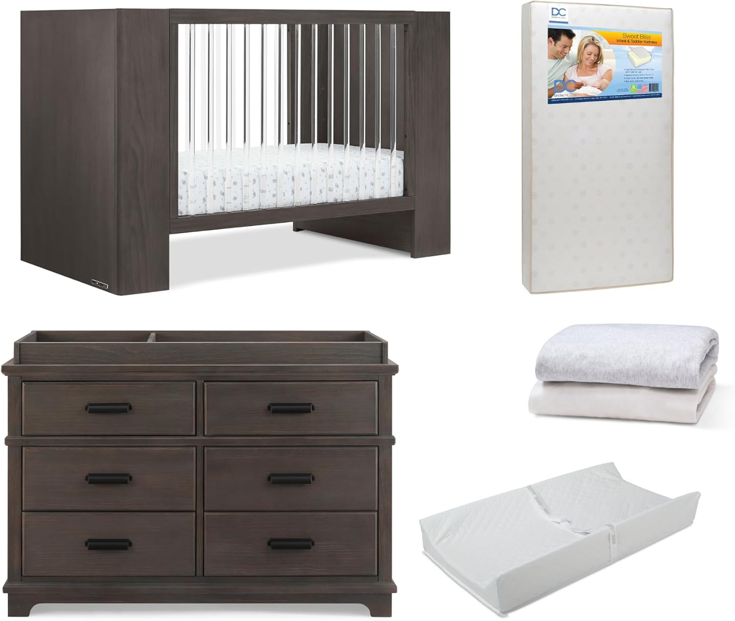 Delta Children Aerin Crib 6-Piece Baby Nursery Furniture Set–Includes: Convertible Crib, 6 Drawer