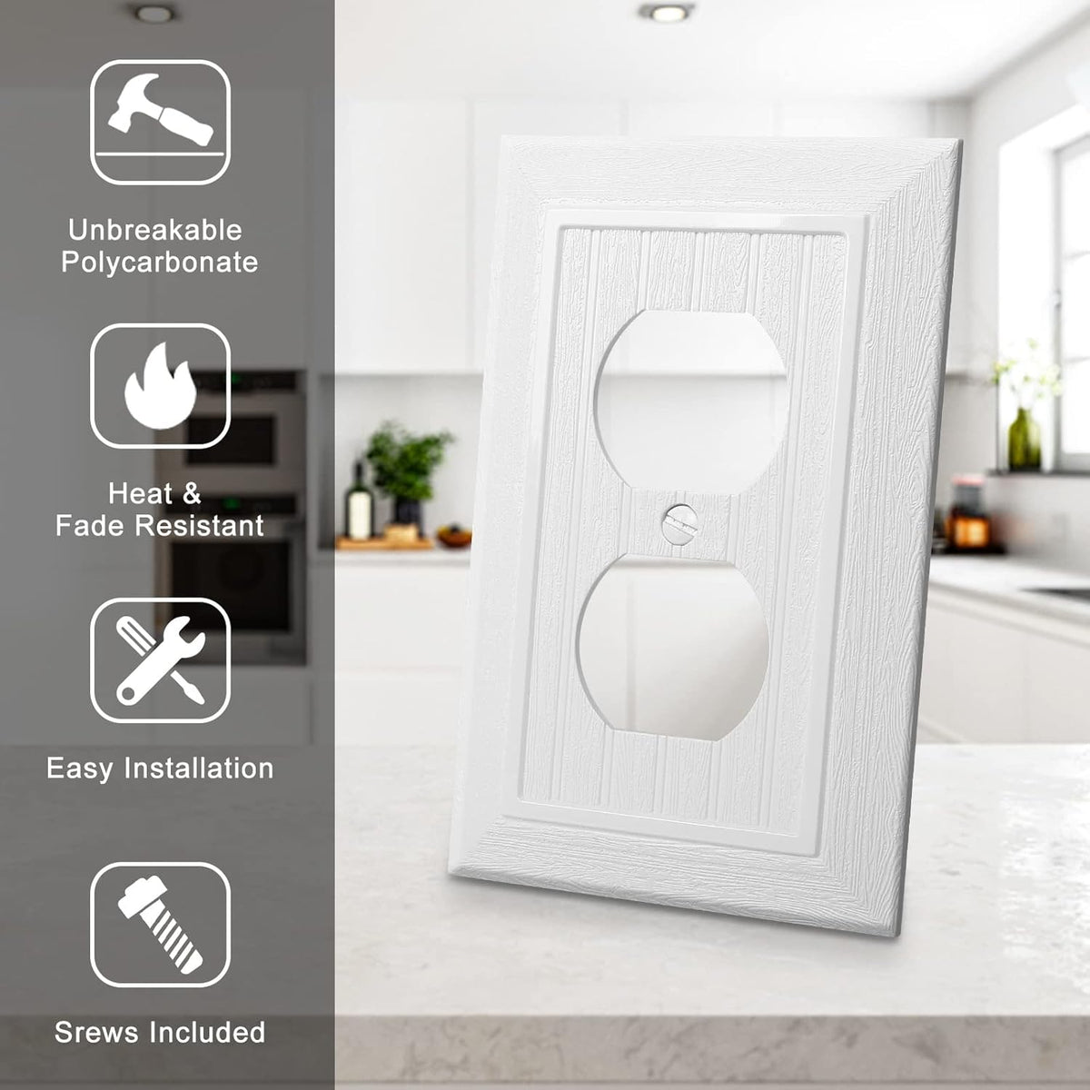 Modern Decorative Wall Plate Switch Plate Outlet Cover, Vintage Retro Wood Grain Design(Single