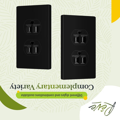 TG SP-S1-BK Duplex Outlet Receptacle Cover, Screwless Wall Plate, Standard Size, 1-Gang 4.68" x