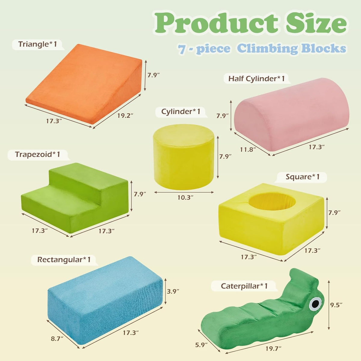QUCHI Climbing Toys for Toddlers, Baby Climbing Blocks, 7-Piece Soft Foam Climbing Blocks Set, Baby