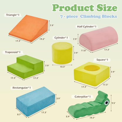 QUCHI Climbing Toys for Toddlers, Baby Climbing Blocks, 7-Piece Soft Foam Climbing Blocks Set, Baby