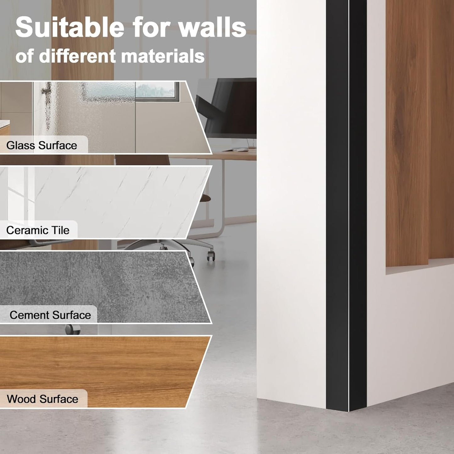 4PCS 45" Black Metal Corner Protectors, Aluminum Self Adhesive Corner Guards, Metal Wall Edge