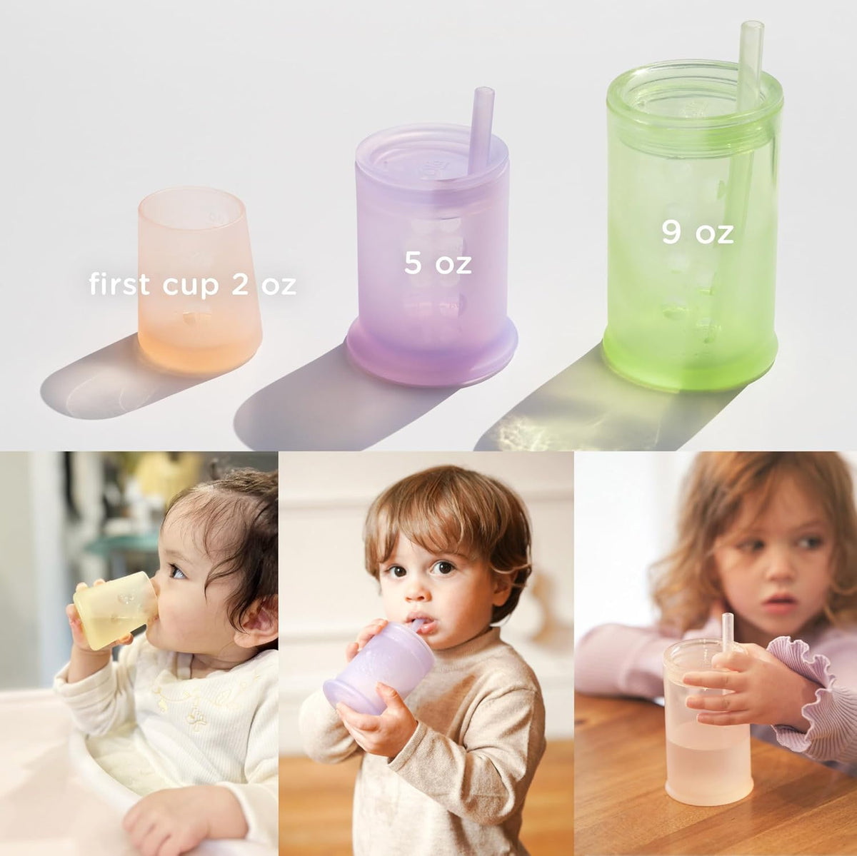 Olababy First Cup | Clear Sense 100% Silicone Infant Trainer Cup | 2oz Medicine Cup for Newborn |