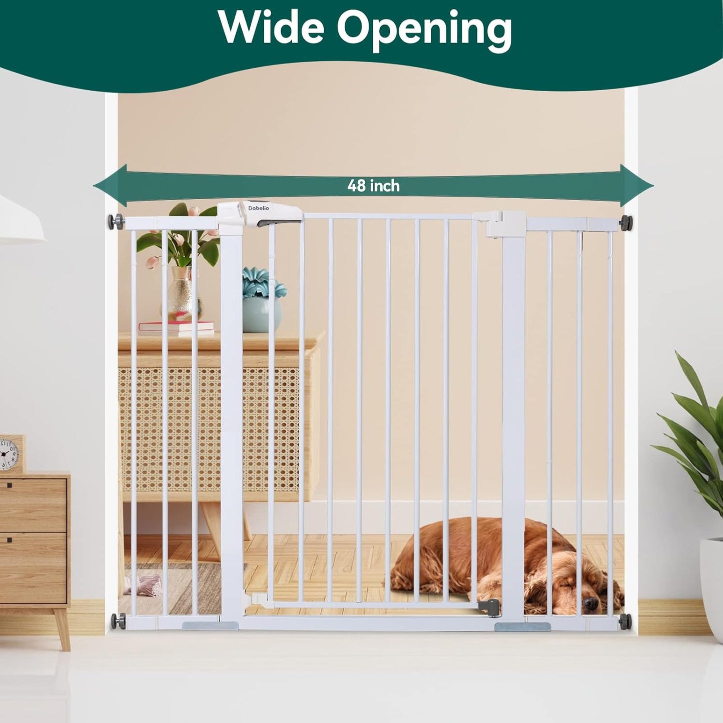 BABELIO 36" Tall Baby Gate, 29-48" Auto Close Pressure Mounted Dog Gate for Stairs, Doorways &
