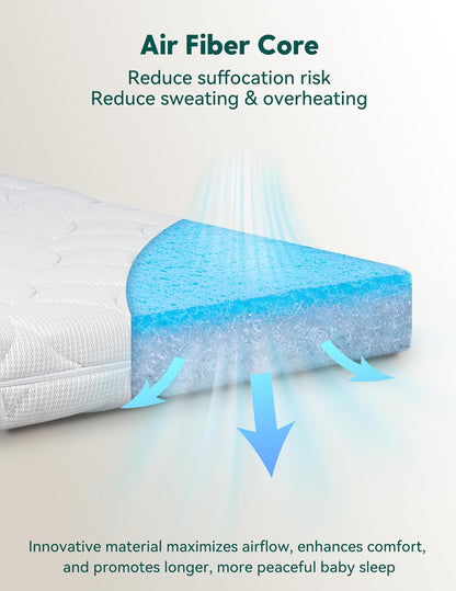 BABELIO Crib Mattress Ultra-Breathable 100% Washable Core Dual Sided Baby Toddler Mattress with