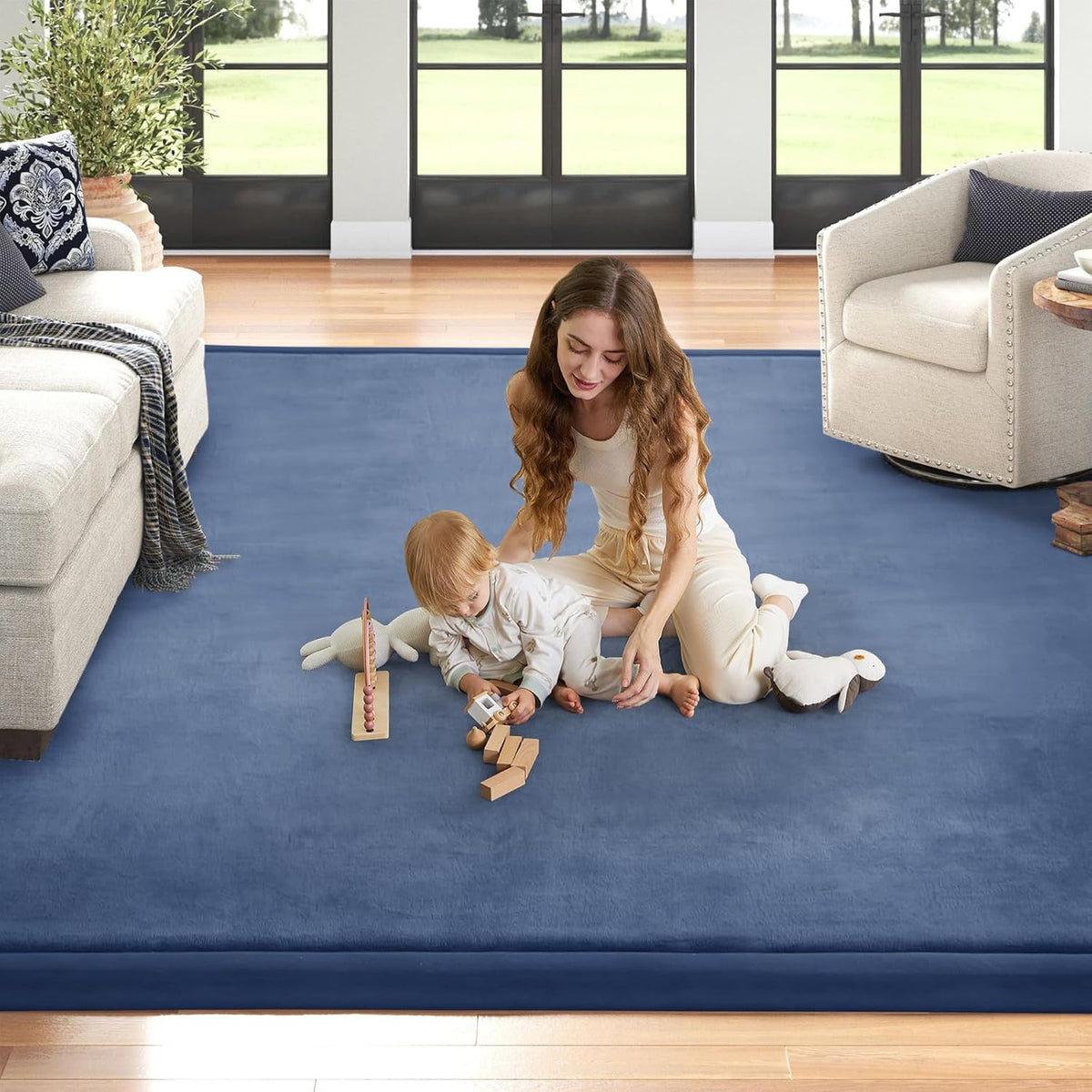 Baby Play Mat 1.2" Thick Memory Foam Nursery Rug Area Rug, 13’1” X 6’7” Yoga Mat Playmat Crawling
