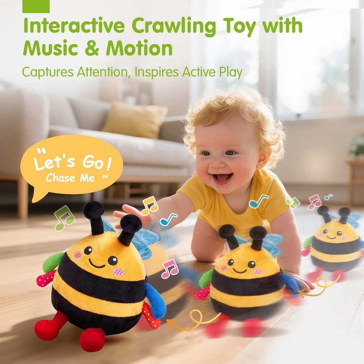 hahaland Baby Toy for 6 + 12 18 Months – Crawling Musical Dancing Bouncing Learning Bee Plush