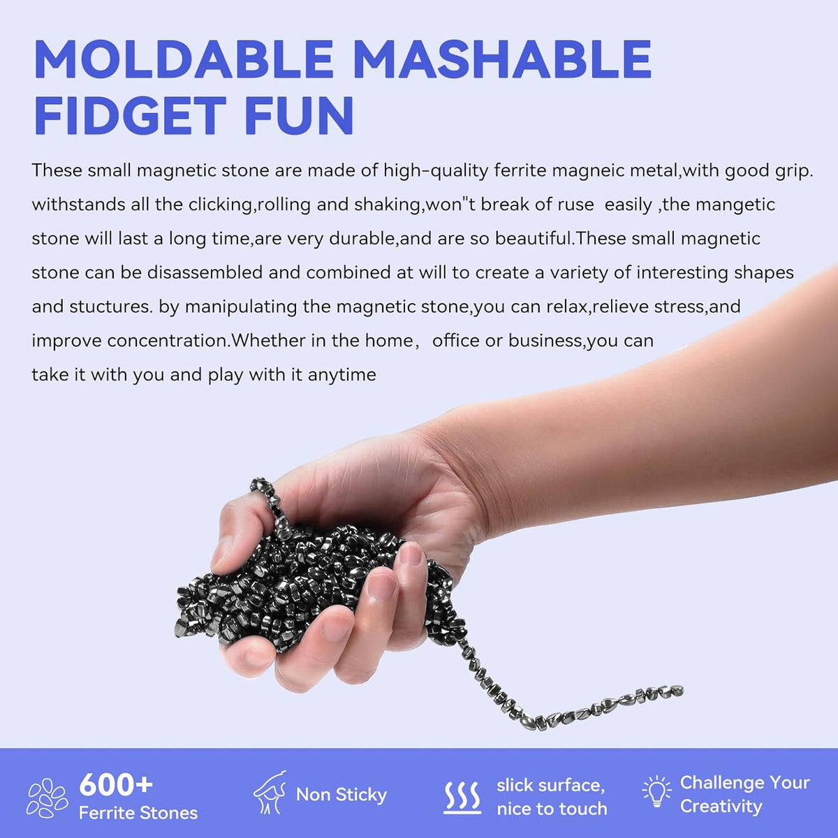Magnetic Balls Fidget Toys Adults 600 PCS Mini Magnetic with Four Big Magnetic Putty Desk