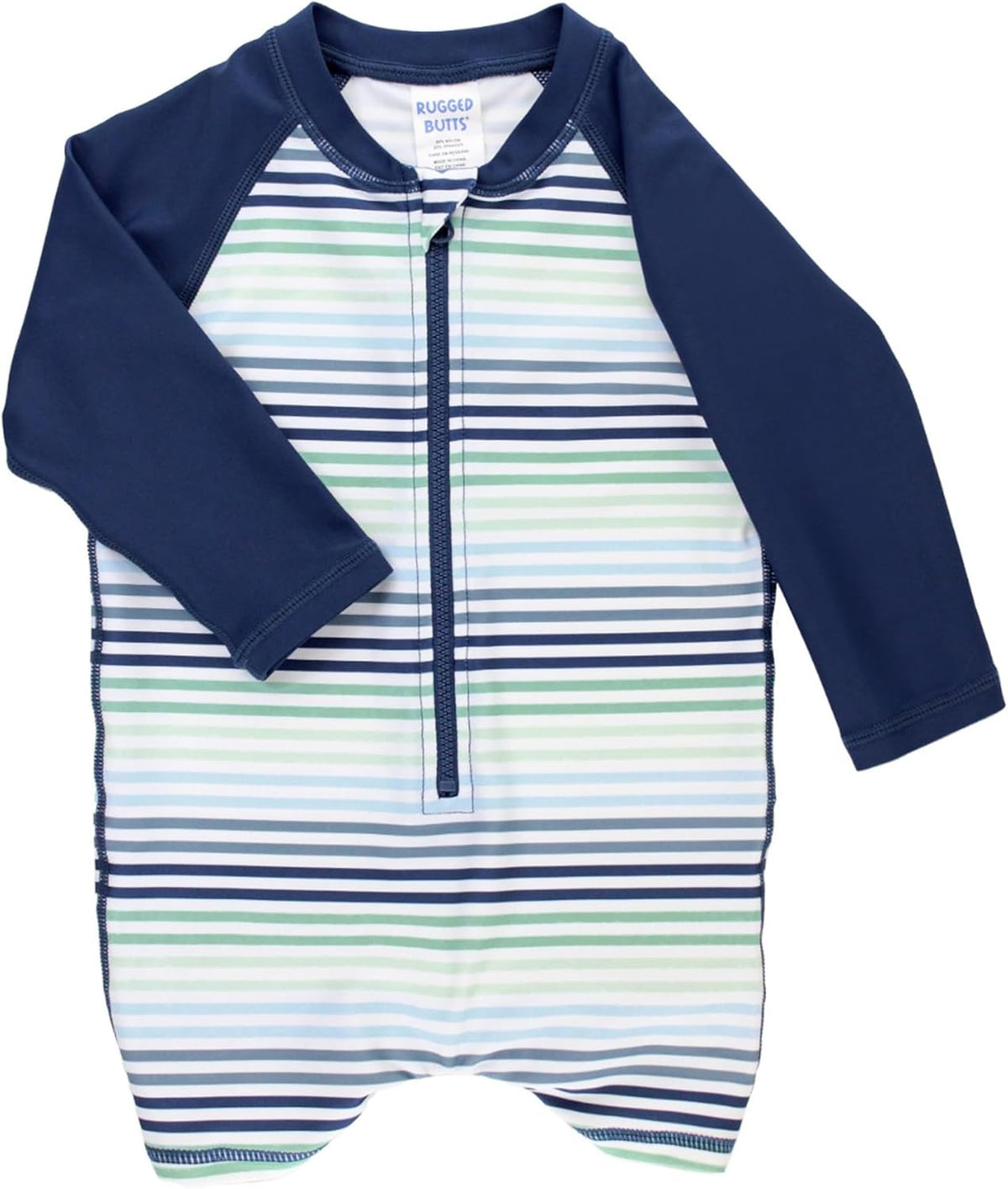 RUGGEDBUTTS Baby/Toddler Boy Swimsuit, One Piece Zipper Rash Guard Sunsuit with UPF 50+ Sun
