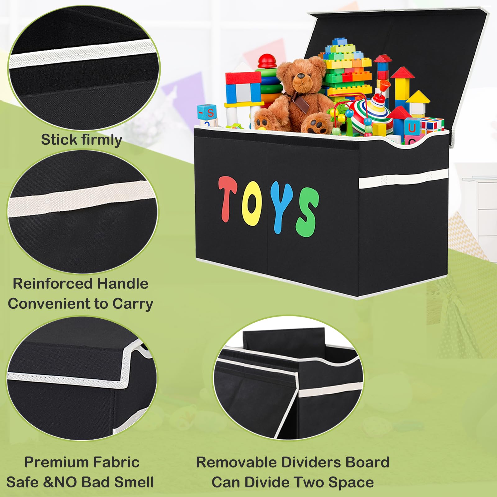 YOLOXO Toy Box Chest, Collapsible Sturdy Storage Bins with Lids, Extra Large Kids Toy Storage