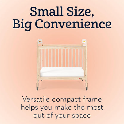 Foundations Serenity 3-Panel Clearview Compact Crib, Fixed-Side, Natural Wood