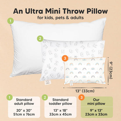 Mini Toddler Pillow with Pillowcase - 9x13 My Little Dreamy Travel Kids Pillow for Sleeping