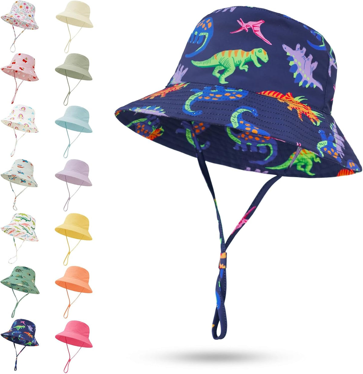 Baby Sun Hat 0-6 Years Toddler Boys Girls Adjustable Bucket Hats Kids Bucket Hats UPF 50+ Wide Brim