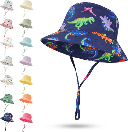 Baby Sun Hat 0-6 Years Toddler Boys Girls Adjustable Bucket Hats Kids Bucket Hats UPF 50+ Wide Brim
