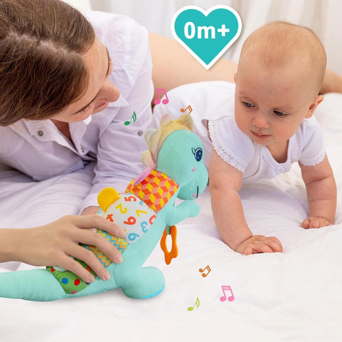 Baby Dino Plush Soft Stuffed Animal Toy for 0-3-6-12+ Months,Infant Musical Toy with