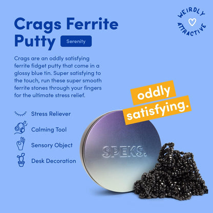 Speks Crags Ferrite Putty | Over 1,000 Smooth Ferrite Stones in a Metal Tin | Fun Quiet Fidget Toys