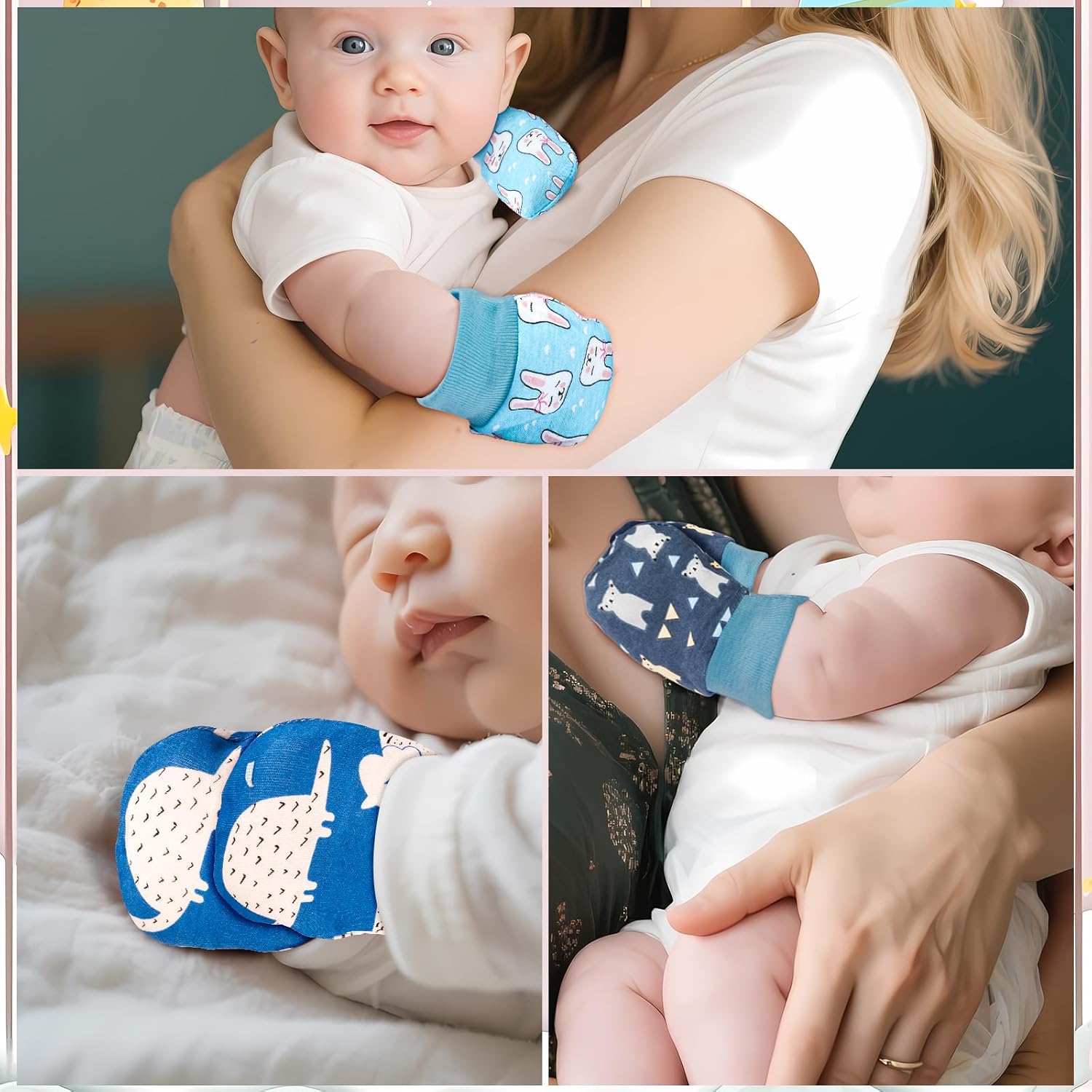 No Scratch Baby Mittens Newborn Infant Toddler Mittens Soft Elastic Wrist Gloves Mitten for 0-6