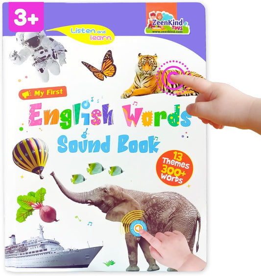 ZeenKind English Learning Talking Book for Kids 2 3 4 5 6 Years Old, 300+ Words Interactive Audio