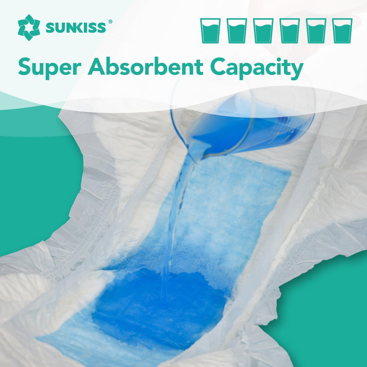 SUNKISS TrustPlus Adult Diapers with Maximum Absorbency, Disposable Incontinence Briefs with Tabs