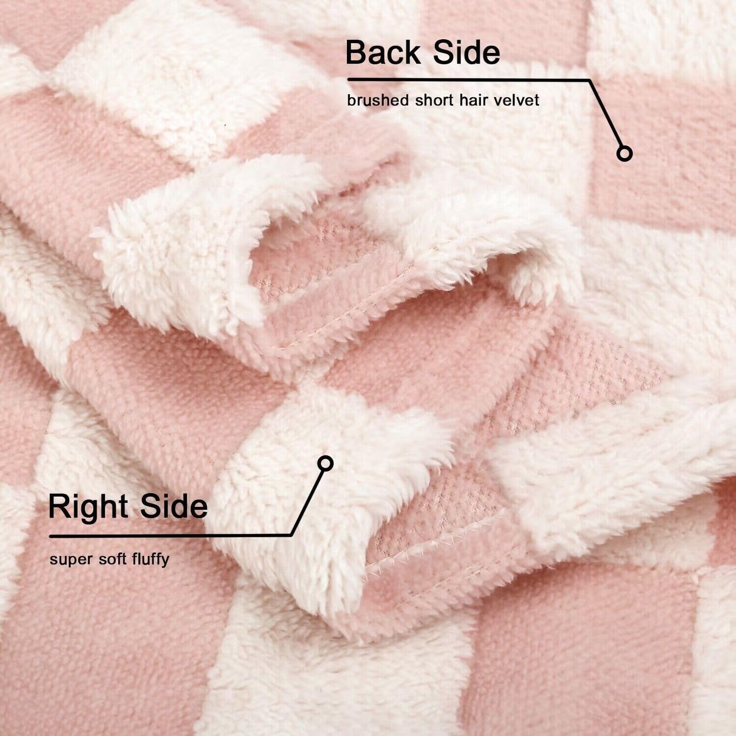 HOMRITAR Baby Blanket for Girls 3D Checkered Fleece Fluffy Fuzzy Checkerboard Grid Warmer Shaggy