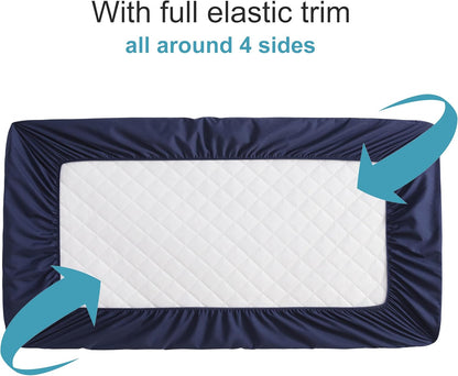 NTBAY 2 Pack Waterproof Crib Mattress Protector, Quilted 28"x52" Toddler Fitted Sheet - Machine