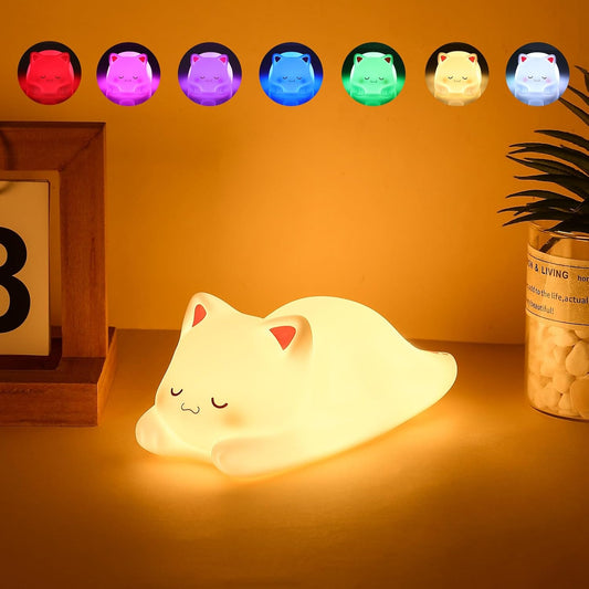 Tremdwoto Cat Night Light for Kids,Cute Colorful Night Light Baby Girl Squishy Night Light Lamp 1/3