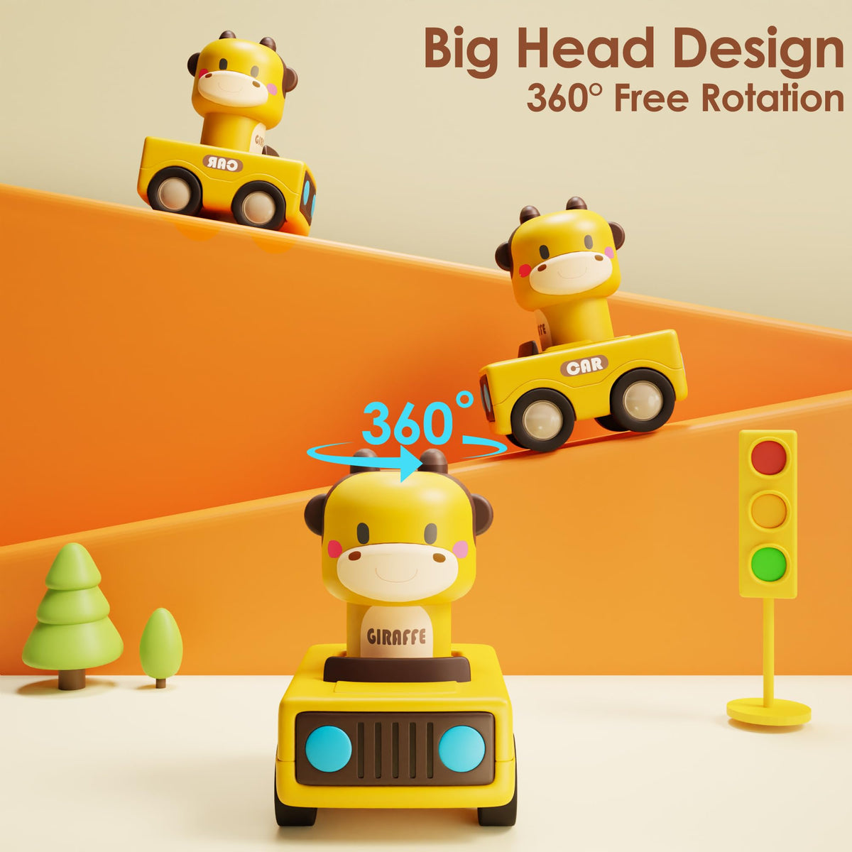 iPlay, iLearn Baby Press to Go Car Toys for Toddlers 1-3, 1 Yr Old Boy Gift