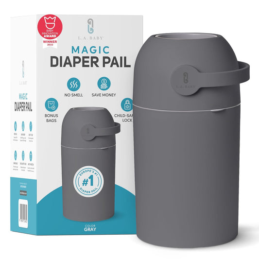 L.A. Baby Magic Diaper Pail - Patented 100% Odor-Free System with Child-Safe Lock - Award-Winning