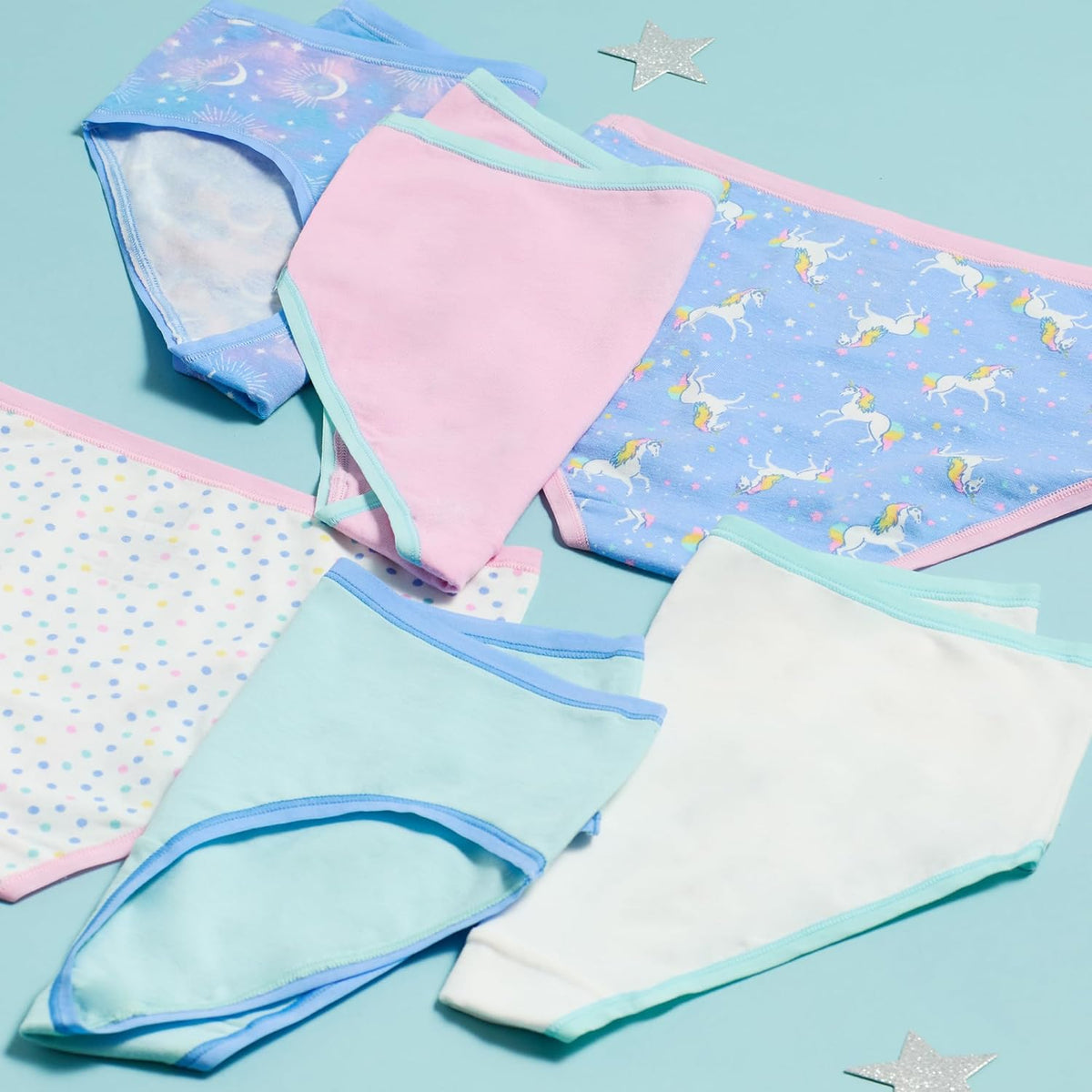 Saint Eve Kids Little Girls Cotton Underwear, Soft Breathable Multi Pack Brief Panties