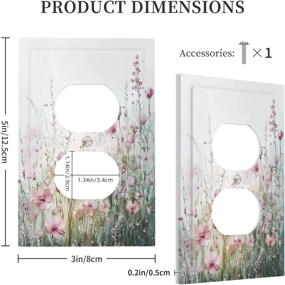 Outlet Covers Wildflower Botanical Watercolor Floral 1 Gang Duplex Light Switch Cover Decorative