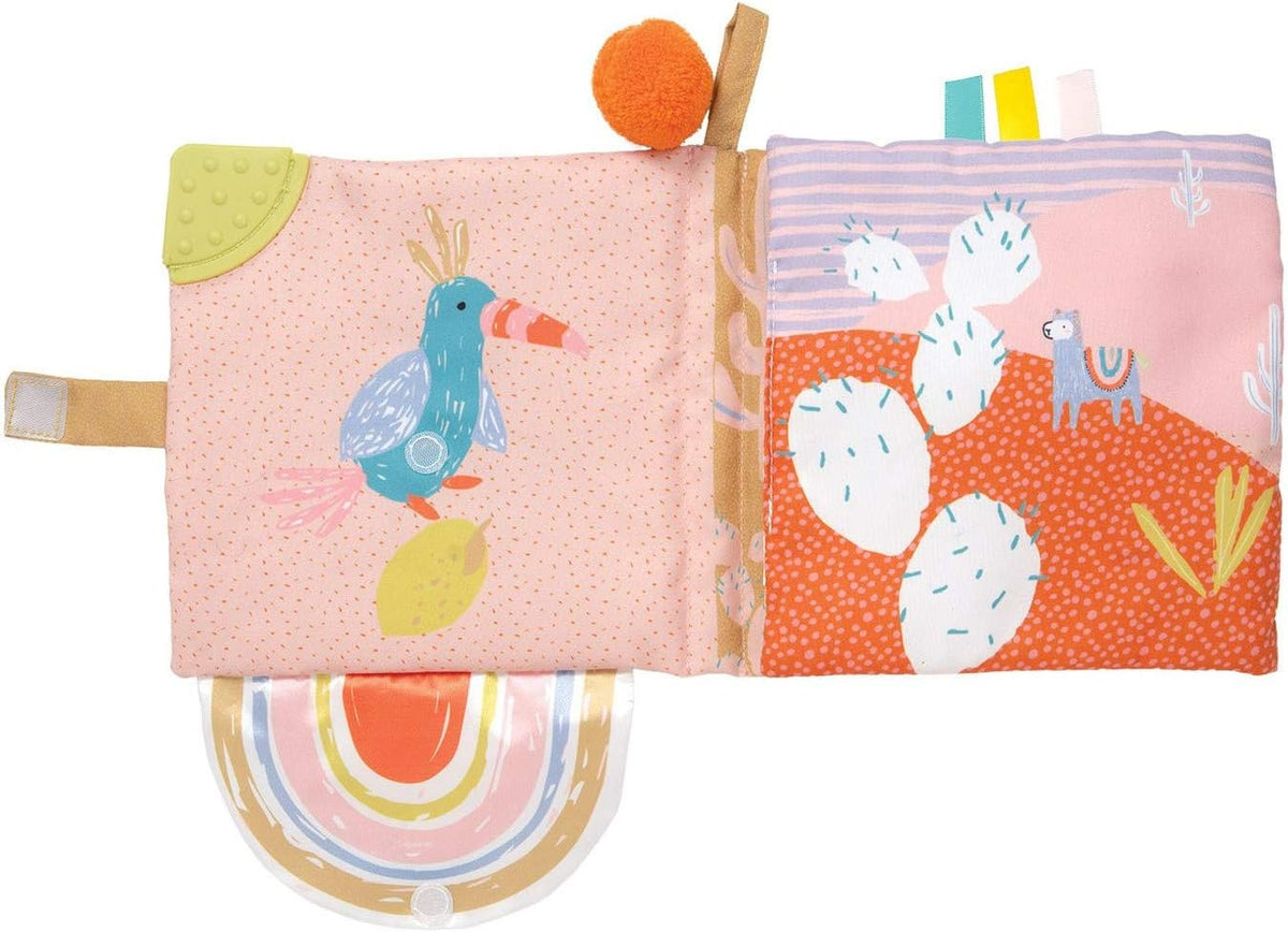 Manhattan Toy Llama Themed Soft Baby Activity Book with Squeaker, Crinkle Paper and Baby-safe