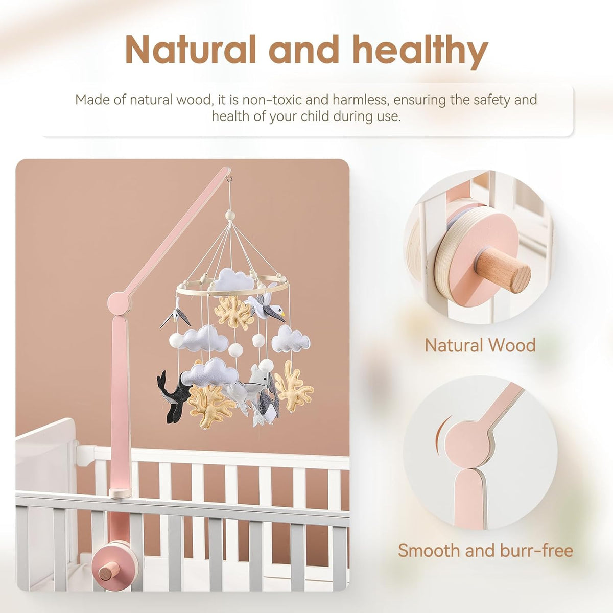 HI BABY MONMENT Crib Mobile Arm - Baby Mobile Hanger with 2-Height Settings Adjustable, Stabilizing