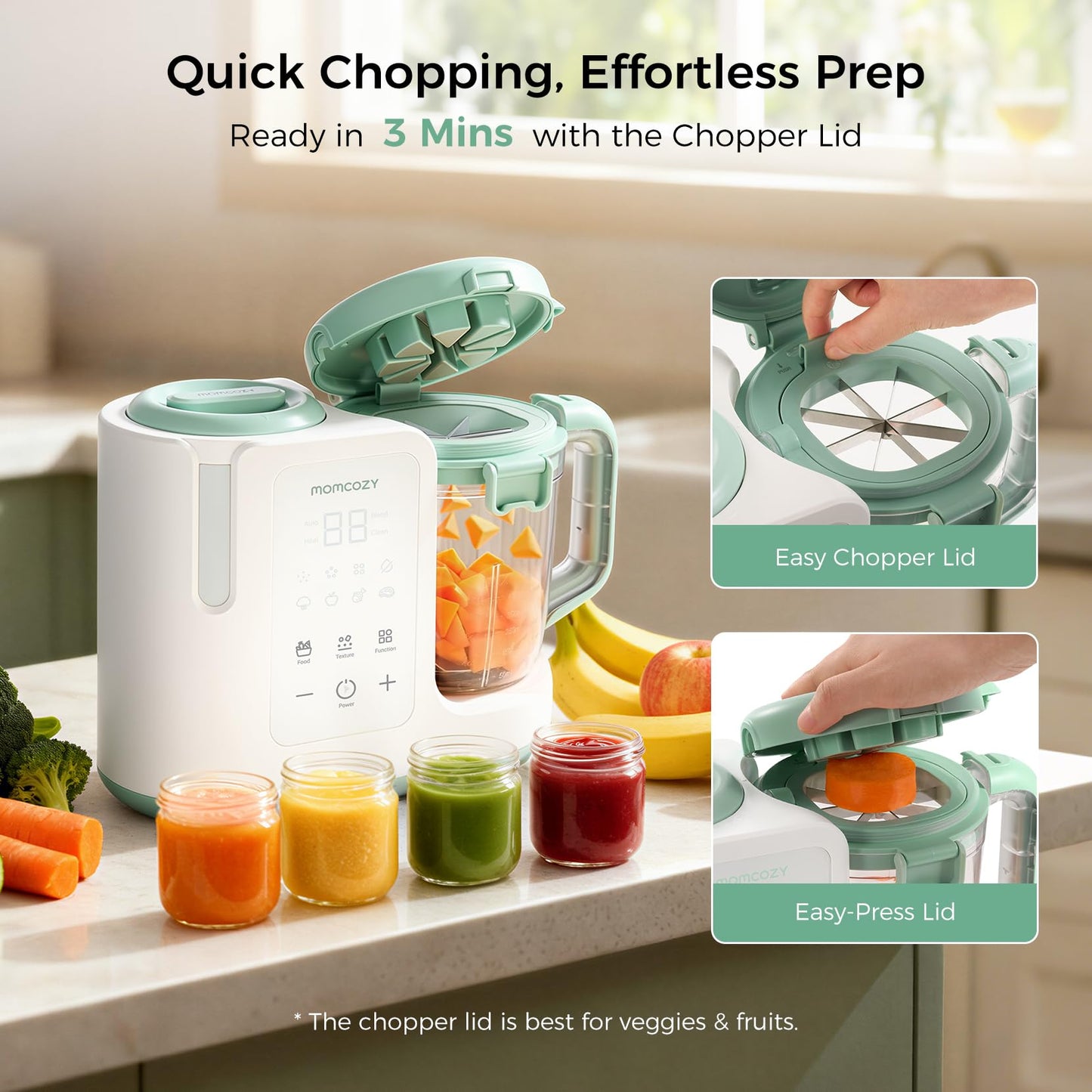 Momcozy AutoMeal Baby Food Maker – One-Step Auto Steam & Blend Food Processor, 15oz Large Cup &